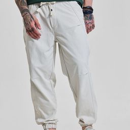 Snitch Men Off White Mid Rise Relaxed Fit Trackpant-picture-25