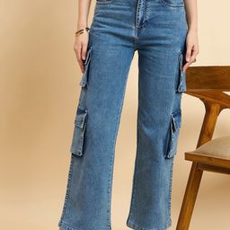 Mast & Harbour Women Wide Leg High-Rise Clean Look Stretchable Jeans-image-16