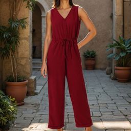 Freehand by The Indian Garage Co. Women V-Neck Basic Jumpsuit-image-75