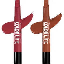TEEN TEEN COSMETICS Set Of 2 Color Life Lip Crayon- Red Wine & Hot Chocolate-38