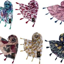 Printed Chiffon Women Multicolor Fancy Scarf, Scarf, Stole-image-45