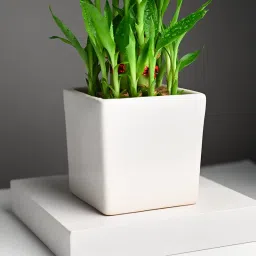 Two Layer Lucky Bamboo In White Cube Pot image 4
