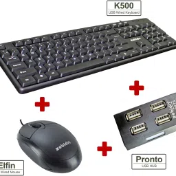 zebion K500 keyboard + Elfin Mouse + Pronto 31 USB HUB Combo Set-image-3