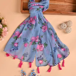 Printed Silk Women Multicolor Stole-3