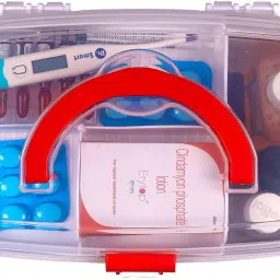 solace hygiene Plastic Rectangular Medicine Box, First aid Box, Multi Purpose Box with Handle First Aid Kit image 4