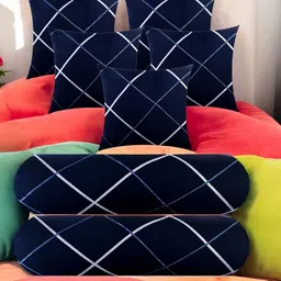 urmila creation 5 Cushion 2 Bolster Microfibre Stripes Bolster Pack of 7-picture-35