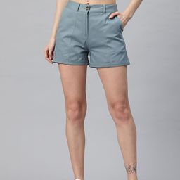 Popnetic Women Solid High-Rise Pure Cotton Shorts-image-99