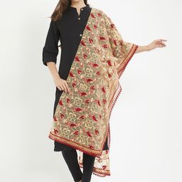 Dupatta Bazaar Women Maroon & Gold-Toned Embroidered Dupatta-picture-22
