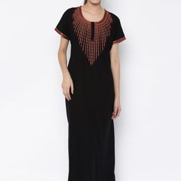 Sand Dune Black Embroidered Maxi Nightdress 4791-picture-58