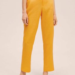 MANGO Women Yellow High-Rise Trousers-image-63