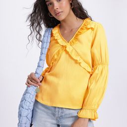 glitchez Ruffles Crinkle Effect Empire Top-image-13