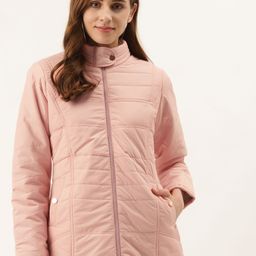 Duke Women Pink Solid Padded Jacket-image-102