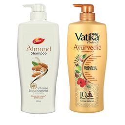 Dabur Vatika Naturals Ayurvedic Shampoo 640ml & Almond Intense Nourishment Shampoo 650ml-38