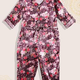 Biba Girls Purple & Red Floral Printed Basic Jumpsuit-image-43