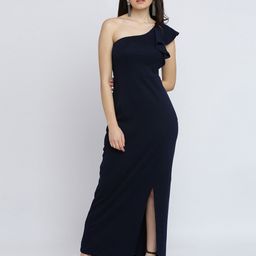 Miss Chase Women Navy Blue Solid Maxi Dress-image-58