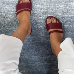 Paaduks Faux Leather Open Toe Flats-11