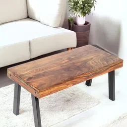 Ikiriya Coffee Brown Wood Contemporary Rectangle Shaped Teak Finish Coffee Table-28