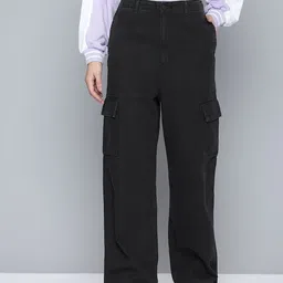 Levis Women Pure Cotton Loose Fit High-Rise Denim Cargos Trousers-picture-45