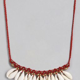 EL REGALO Maroon & Beige Big Cawrie Bohemian Necklace-image-36
