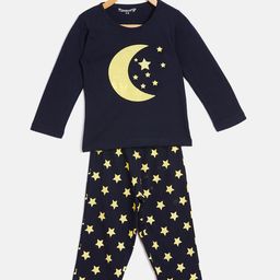 FUNKRAFTS Kids Navy Blue & Yellow Printed Night suit-45