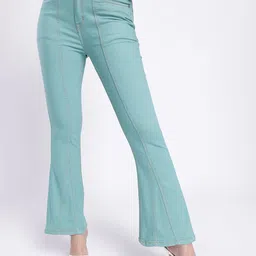 glitchez Women Slim Flared Fit High-Rise Stretchable Panelling Jeans-image-89
