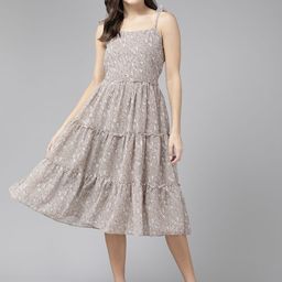 Aarika Floral Print Georgette A-Line Dress-image-53