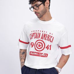 glitchez Comfy Oversize Captain America Print T-shirt-image-65