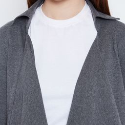 Hypernation Grey Solid Open Front Shrug image 2