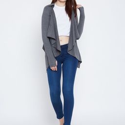 Hypernation Grey Solid Open Front Shrug image 3