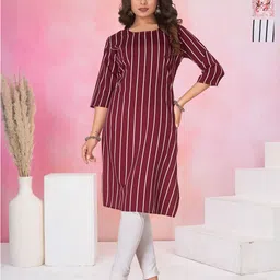 KETAKI FASHION Selection Of 3 Striped Round Neck Straight Kurtas-image-33