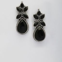 Anouk Silver-Plated Artificial Stones Studded Teardrop Shaped Drop Earrings image 4