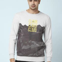 Urban Ranger by Pantaloons Oat Melange Regular Fit Printed Sweatshirt-16