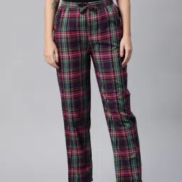 One Femme Purple Check Pyjamas-image-73