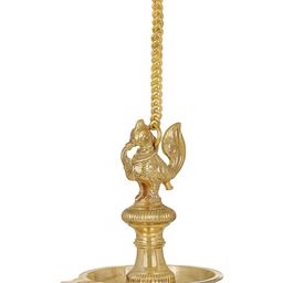 Exotic India Gold-Toned Textured Hanging Brass Annam Diya-image-19