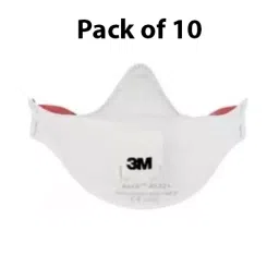 3M Respirator Face Mask Type P3 Class White Free Size, 9332A+ (Pack of 10) image 2