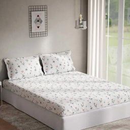 DDecor Orange & White Cotton 144 TC King Bedsheet with 2 Pillow Covers-image-43