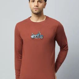Club York Brown Regular Fit Printed Crew T-Shirt-image-90