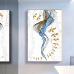 Art Street Printed Gold Cotton Canvas Wall Art-16