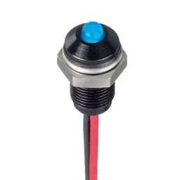 RS PRO Blue Panel Mount Indicator 1.8-3.3V DC, Mounting Hole Size 6 mm, Termination Type Lead Wires, IP Rating IP67, Model No 1713796-10