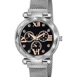 Gopal Shopcart Unisex Dial & Bracelet Style Straps Analogue Watch Mina Black Dial Silver-image-94