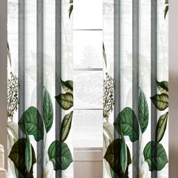 BELLA TRUE White & Green 2 Pieces Printed Long Door Curtains-image-91