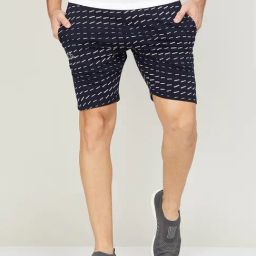 KAPPA Navy Cotton Regular Fit Printed Shorts-image-10