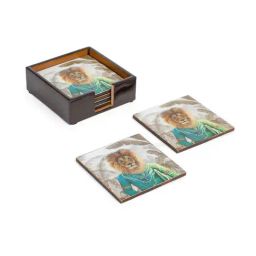 Home4U Quirky Kingdom Animal Print Multicolor Engineered Wood Coaster (6 Pcs)-43