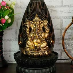 CHRONIKLE Golden & Brown Polyresin Ganesha Idol Both Sided 5 Steps Waterfall Fountain-image-7