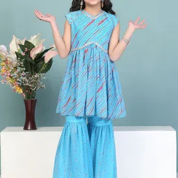 BAESD Girls Leheriya Printed Regular Kurta with Sharara-picture-15