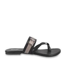 Walkway Women's Black Toe Ring Sandals-image-6