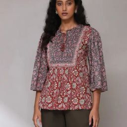 aarke Ritu Kumar Maroon Floral Print A Line Kurti-picture-36