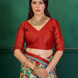 Munir Kalamkari Printed Pure Cotton Block Print Saree image 4