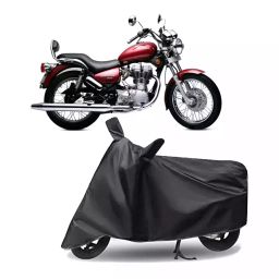 Auto Pearl Polyester Two Wheeler Cover for Royal Enfield Twin spark (Grey)-image-7