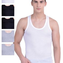 Dollar Bigboss Men Solid Pack of 6 Cotton Vests-30